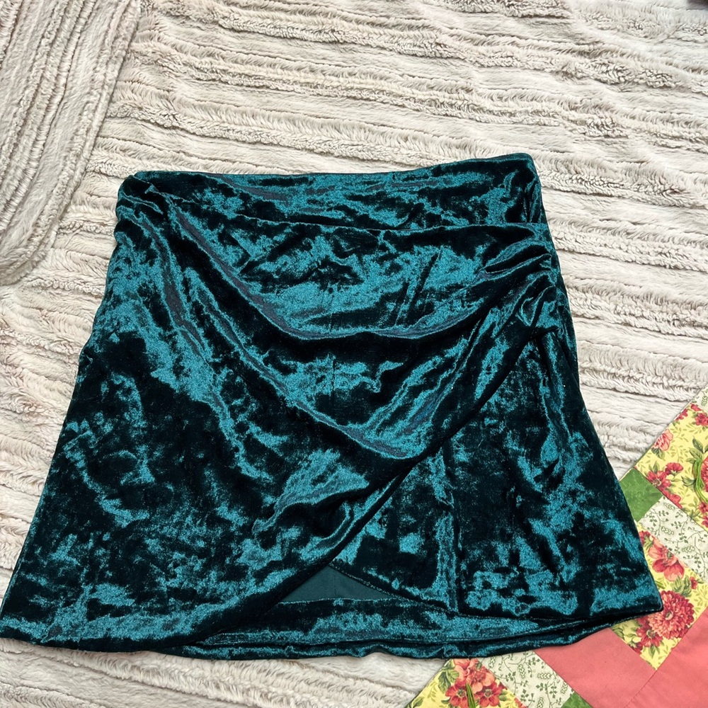 Green velvet skirt